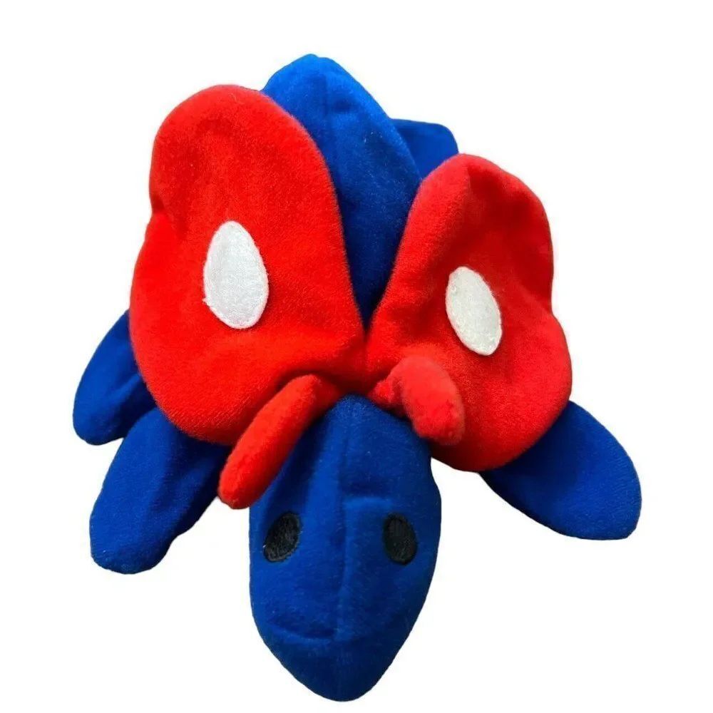 Gund Lady Bug Hand Puppet Glove Stuffed Animal Bright Blue Red Ladybug USA Vtg